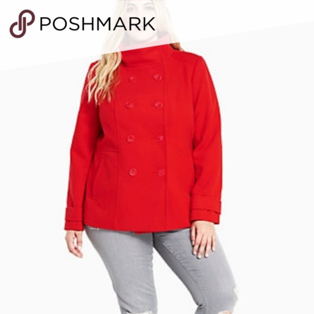 Torrid red pea coat RED IS IN!